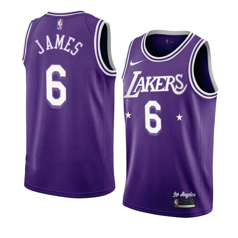 New style The Original NBA Basketball Mens Jersey Los Angeles Lakers 6 LeBron James Hot pressing Retro City Edition Throwback 60s Swingman Jerseys Purple Lazada