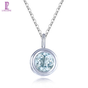 Lohaspie Jewelry Pure Solid Sterling Silver 925 Pendant Natural Aquamarine Pendant 925 Silver Pendant With Real Stone Aquamarine Pendant For Women Gemstone Pendant Silver Jewelry