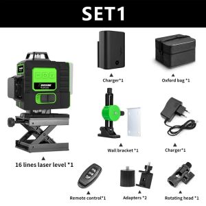 FEIDSIDE 16/12Line Green Level 360 ° Auto Self-Leveling Ultra-Bright 3D Beam for All Indoor & Outdoor Construction Projects
