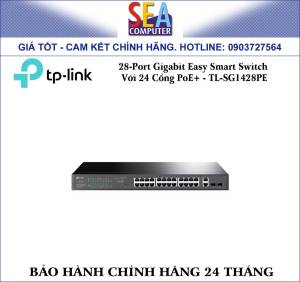 TP-LINK 28-Port Gigabit Easy Smart Switch with 24-Port PoE+ - TL-SG1428PE