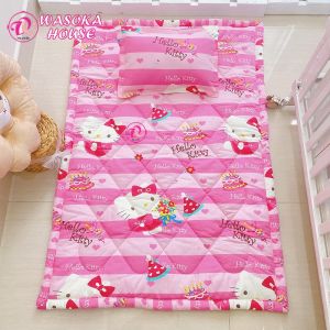 Bộ gối nệm cho trẻ mầm non Wasoka House vải cotton Thắng lợi mềm mát họa tiết hoạt hình gẫn gũi thân thiện