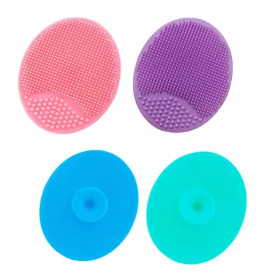 (4-Pc) Baby Bath Brush (10cm x 7cm) Silicone Shampoo Brush Baby Bath Silicone Cradle Cap Brush Exfoliating Massaging Brush Baby Scrubbies