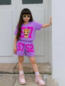 Cuppucina Stelan Anak Perempuan Motif Ballerina Cuppucina Lengan Pendek Usia 1-10 Tahun Bahan Katun Nyaman Motif Viral Fashion untuk Berbagai Acara