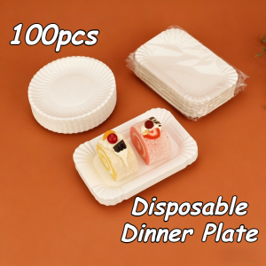 100Pcs Paper Plates Disposable Rectangular/Round Anti-oil Tray For Parties Picnics & Outdoor Events