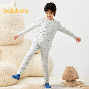 Balabala bé trai Bộ quần áo lót ấm thu đông dày tay áo dài và quần ngủ ấm cúng