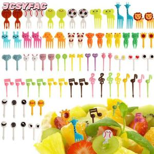 JCSYFAC Động vật trái cây Ngã Ba cấp thực phẩm nhựa mini phim hoạt hình trẻ em bánh trái cây tăm Bento Ăn Trưa Bento phụ kiện bên trang trí quà tặng