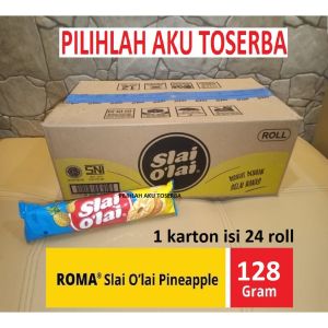Biskuit Roma Slai Olai Pineapple Roll / Slai Olai Nanas Roll 128 gr - (HARGA 1 KARTON ISI 24 ROLL)