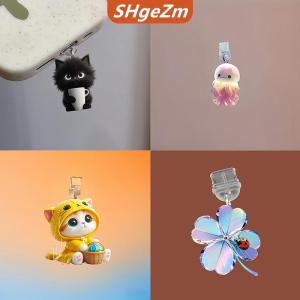 [COD] SHgeZm Điện Thoại Di Động Bụi Cắm Pendan Dễ Thương Mèo Con Chó Shamrock Trang Trí Treo Mặt Dây Chuyền Cho Iphone Loại C Sạc Cổng Chống-Bụi Cắm