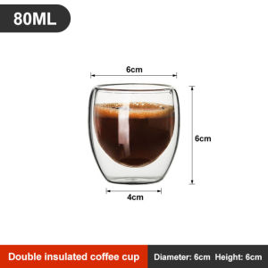 SKYDREAM Borosilicate Insulation Double Wall Clear Glass Mug Coffee Cup Tea / Double Layer Transparent Glass Heat Resistant Tea Cup Insulated