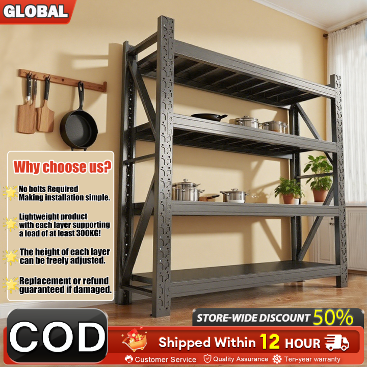 Global Kitchen Organizers Steel Rack 3/4 Layer Metal Rack Shelves Heavy ...