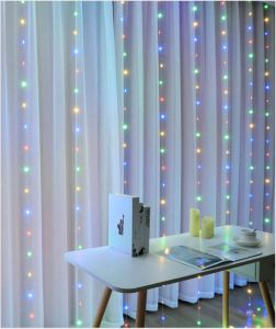 🔥SG LOCAL STOCK🔥3m x 3m Curtain Lights/Drop down fairy lights/USB operated/Waterproof/Remote control/8 modes/300 LEDs/Christmas Lights/Birthday/Wedding/Home decoration/Anniversary