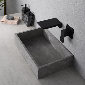 Wall-Mounted Waterfall Faucet – All-Brass Black Hot/Cold Concealed Basin Faucet