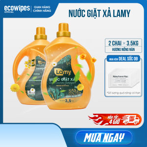 Combo 02 Can Nước Giặt Xả Lamy 35kg Hương Hoa Nồng Nàn Giặt Sạch Thơm Lâu Mềm Vải 3in1