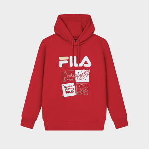 [CNY COLLECTION] FILA CORE WHITE LINE ORIGINALE Mens Hooded Sweater in Red