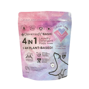 CLOVERSOFT 4 in 1 Laundry Pods | Plant-based | Anti Dust Mite | Indoor Drying | Frontload Topload | Eco-friendly | 25 pods Cotton Candy