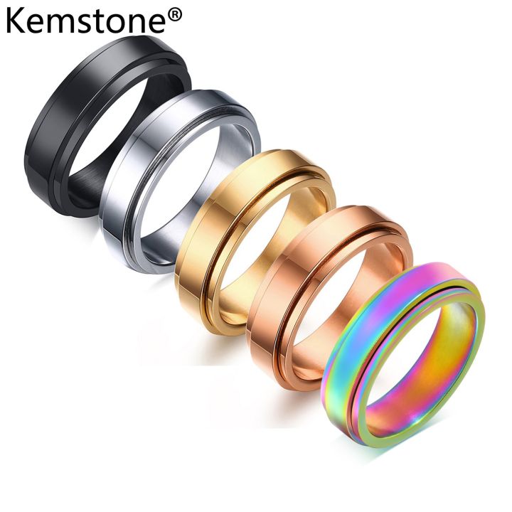 Kemstone 6mm Spinner Stainless Steel Black Rose Gold Silver Plated