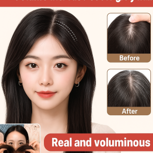 Shortened Title Eight Bangs Cover Gray Wig Piece Fluffy and Filler Headpiece for Wigs 高颅顶真发假发片 打造八字刘海