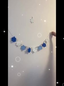 FFBH Non-Woven Fabric Christmas Garland Bunting Knitted Acrylic Fiberd Crochet Garland Snowflake Tear Resistant Holiday Banner R6P8Q