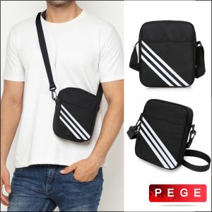 Tas Selempang Pria Model SImpel Motif Sablon Garis Kasual Cocok Untuk Sehari Hari- PG - 8878