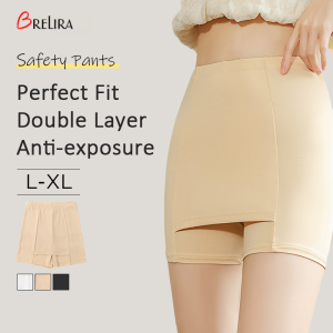 【】Seamless Safety Pants Women Ice Silk Double-Layer High Waist Ice Silk Safety Pants Lightweight Breathable Women Boxer Underwear