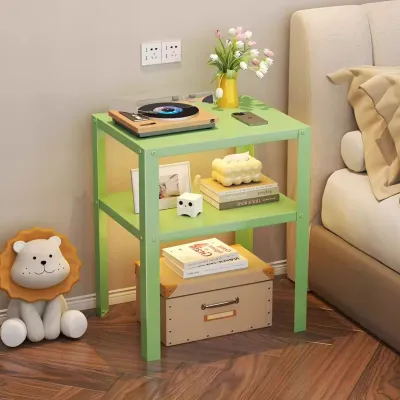 Nordic Wrought Iron Bedside Table With Black White Shelf Multi-functional Small Coffee Table For Bedroom Living Room