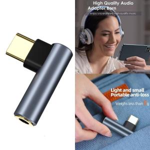 USB C to 3.5mm Headphone Adapter Right Angle Sound Adapter Noise Reductions Headphone Adapter 3.14cm for Smartphones Use