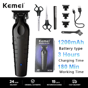 KEMEI Black Hair Clippers for Men KM-2299 1200MA Rechargeable Cordless Hair Trimmer USB Fast charging Barber Machine Blades Mens Electric Hair Clipper