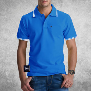 PS / Polo T-shirt Pria ada SAKU / Kaos Kerah kombinasi lis Lengan Pendek