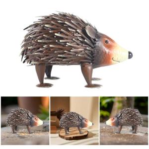 Whimsical Iron Hedgehog Figurine Decorative Weatherproof for Outdoor Garden Patios Decoration Metal Animal Art Sculpture