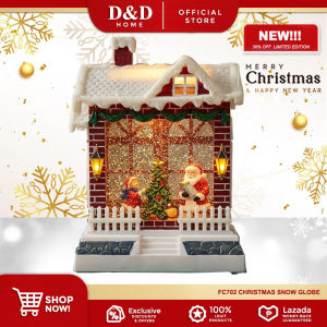 D&D Home l FC702 Christmas Shop Lighted Snow Globe with Santa and Snowman Display