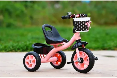 Beige Bike For Kids Girl Boy Baby Bike Tricycle With Front Back Basket And Push Handle Stroller Bike for kids
