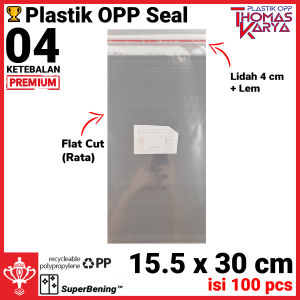 Plastik OPP 155x30 TEBAL isi 100 Kantong Bening Kemasan Souvenir Kalung Tasbih Kipas Lipat Set Makan Undangan Lem Seal