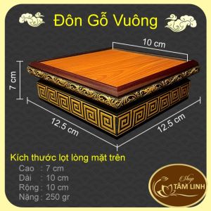 Đôn (Đế) Gỗ Hình Vuông Có Hoa Văn Màu Vàng Nổi (Dùng Đặt Tượng Thờ Vật phẩm phong thuỷ) nhiều cỡ- TamLinhNgocBao