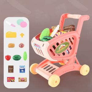 Baby Children Cute Small Mini Trolley Walker Large Capacity Shopping Groceries Cart Pretend Role Play Trolley Toy