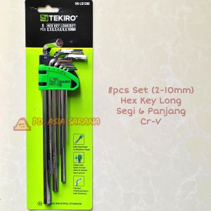 Kunci L Panjang 8pcs Set 2-10mm TEKIRO HK-LS1200 Hex Key Long Segi 6