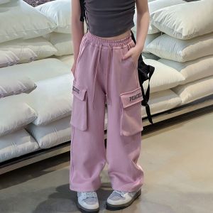 Sweetkids Childrens Cargo Pants Summer Fashionable and Casual Korean style Wide leg Pants Straight Trousers For 4-14Y