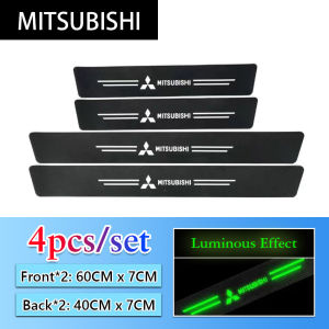 4PCS/Set Pintu Mobil Side Step Sill Bercahaya Strip Pelindung Serat Karbon Kulit Anti Gores Pelindung Stiker Fiber untuk Toyota Honda Mitsubishi Nissan