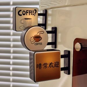 NOBLELYN Atmosphere Light Light Sign Fridge LED Coffee Corner Refrigerator Decoration Retro Glowing Miniature Pegboard Kitchen Decor Home Decoration