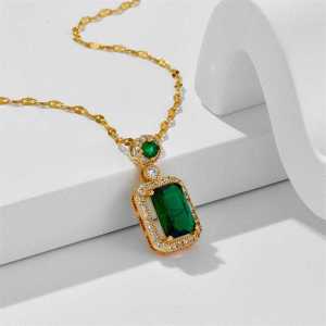 kalung liontin permata merah titanium / kalung wanita model anti luntur