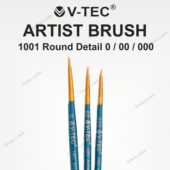 V-Tec Brush 1001 Round Detail 0 / 00 / 000  / Kuas Lukis Kecil
