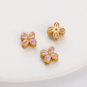 1PC High Quality Gold Plated Brass Flower Space Beads Charm for Bracelet Necklace DIY Jewelry Making Accessories