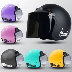 Helm JP 13 Hitam Glossy Polos Solid - Kaca Clear - Helm Dewasa - Helm SNI - Helmet
