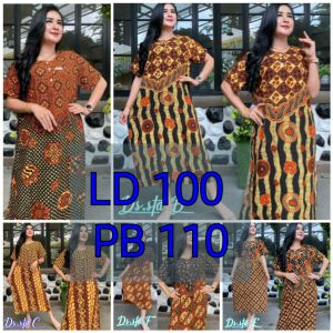 Daster jumbo model payung sogan baju batik pekalongan monocrom size besar lengan pendek tumpuk busui friendly kancing depan daster klok jumbo kencana dress wanita bahan rayon motif bunga