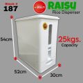 RAISU JOLLY RICE DISPENSER 25KG RICE BOX ,SEALED RICE STORAGE BOX ,GRAIN BARREL , LAGAYAN NG BIGASAN. 
