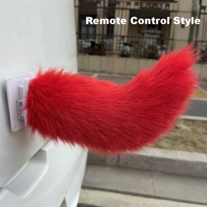 CUFEI Fluffy Remote Control Electric Bicycle Tail Realistic Rechargeable Car Wagging Moving Tail Creativity Versatile Motorcycle Tail Ornament All Vehicles