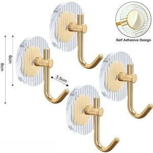 Luxury Strong Wall Hook Self Adhesive Hooks Sticky Door Wall Hangers Heavy Duty Traceless Hook Punch-free Hooks Acrylic Strong Load Bearing Hanging Hooks for Bathroom Kitchen