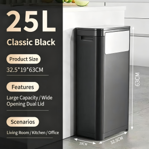 32L Commercial Trash Can Hotel Lobby Garbage Bin Large Capacity Elevator Trash Bin Dustbin Double Open Lid Garbage Can Kitchen Waste Bin