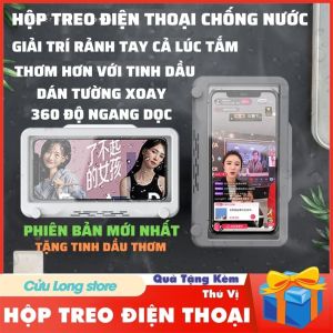Hộp Treo Điện Thoại Nhà Tắm Bếp Toilet dán tường chống nước xoay 360 độ ngang dọc có tinh dầu thơm xem phim có móc treo đa năng