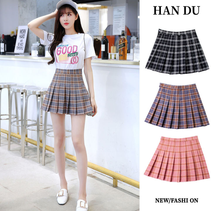 Plaid Pleated Skirt Fashion Korean Style High Waist Slim pleated skirt Mini Plaid skirt for women Tennis School uniform Skirts HAN DU Lazada PH