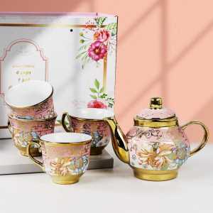 Set Cangkir teko Keramik  4 Cups 1 Pot European Style